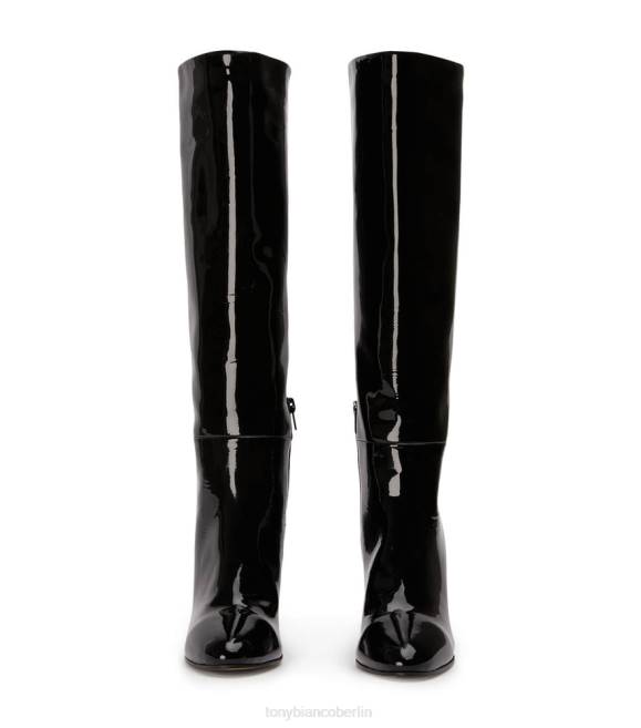 kniehohe Stiefel| de Tony Bianco Frauen Boss-Kalbsstiefel schwarzes Lackleder 4624435